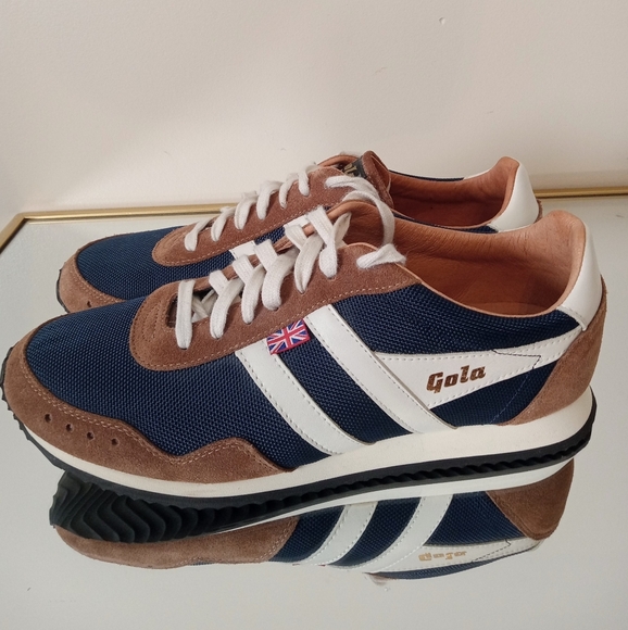 Gola Men's Navy / Brown / Off White Track Mesh 317 Sneakers Size 10 - Picture 4 of 15